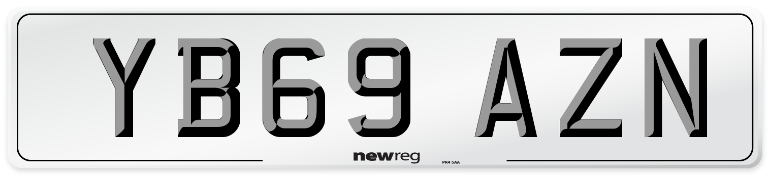 YB69 AZN Front Number Plate