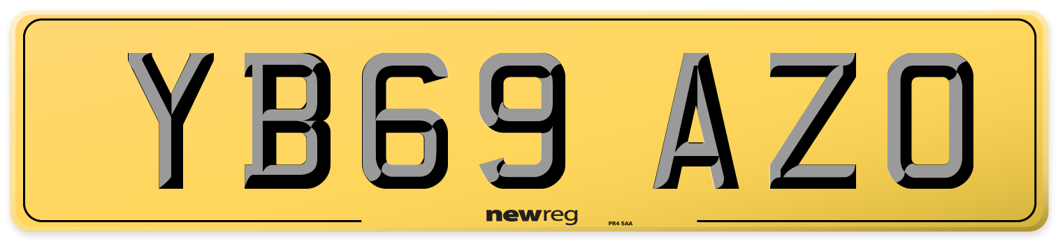 YB69 AZO Rear Number Plate