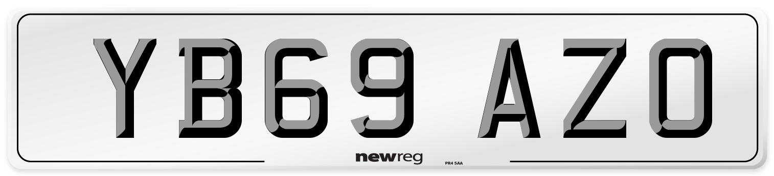 YB69 AZO Front Number Plate