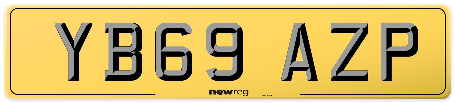 YB69 AZP Rear Number Plate
