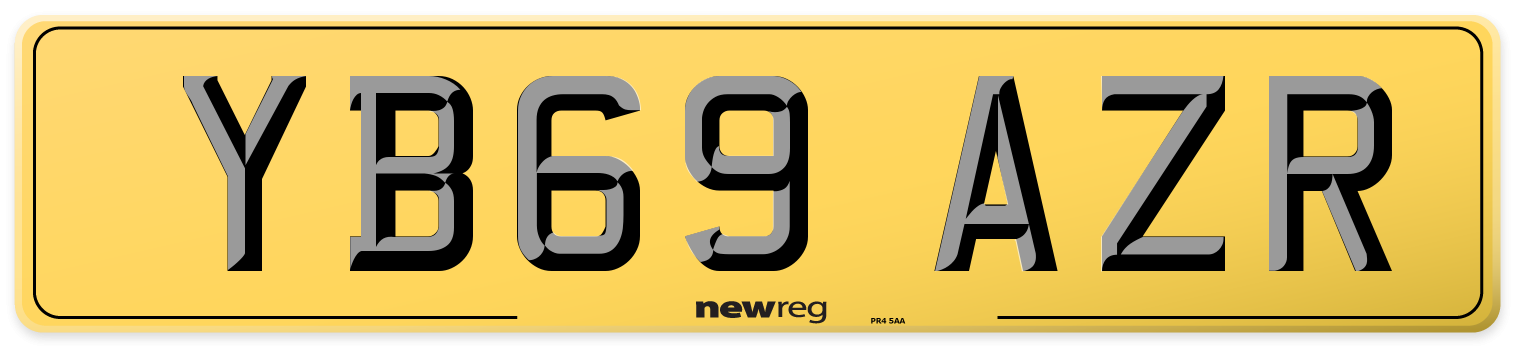 YB69 AZR Rear Number Plate