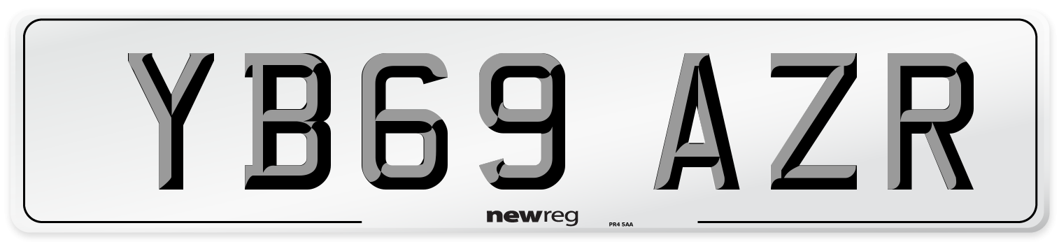 YB69 AZR Front Number Plate