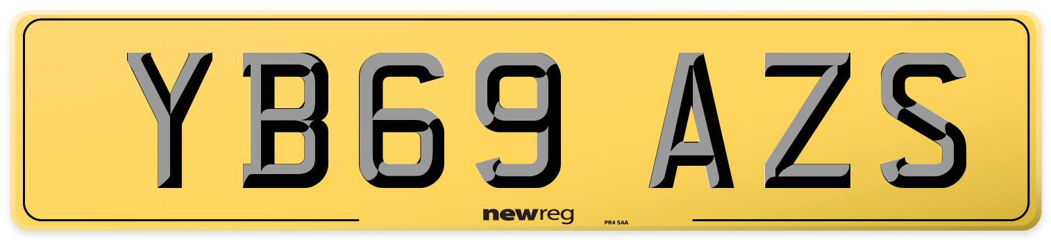 YB69 AZS Rear Number Plate