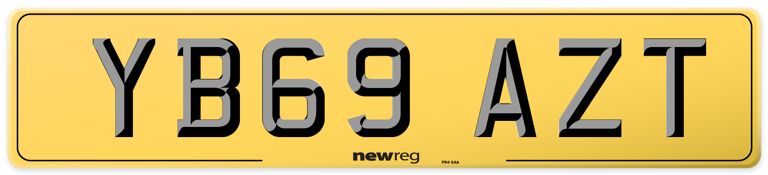 YB69 AZT Rear Number Plate