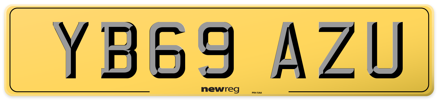 YB69 AZU Rear Number Plate
