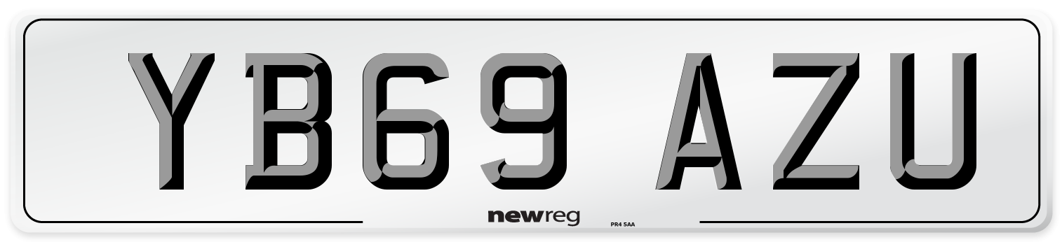 YB69 AZU Front Number Plate