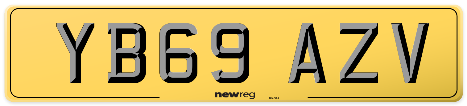 YB69 AZV Rear Number Plate
