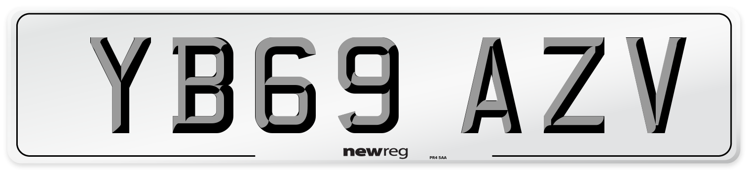 YB69 AZV Front Number Plate