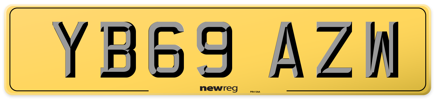 YB69 AZW Rear Number Plate