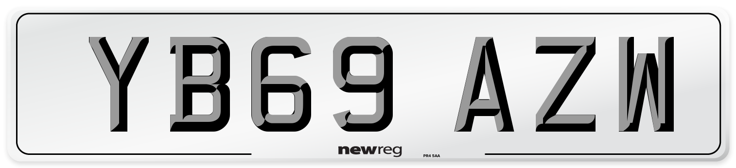 YB69 AZW Front Number Plate