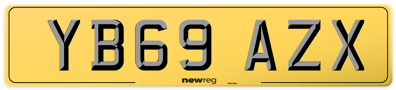 YB69 AZX Rear Number Plate