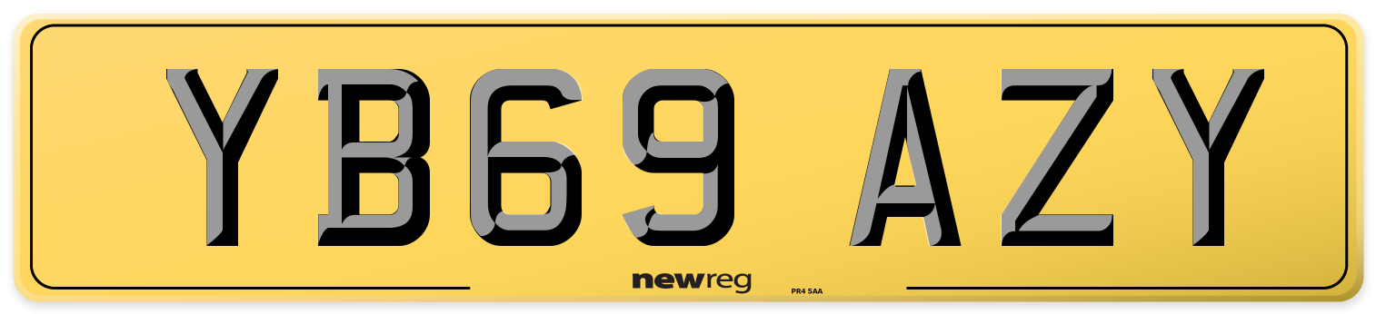 YB69 AZY Rear Number Plate