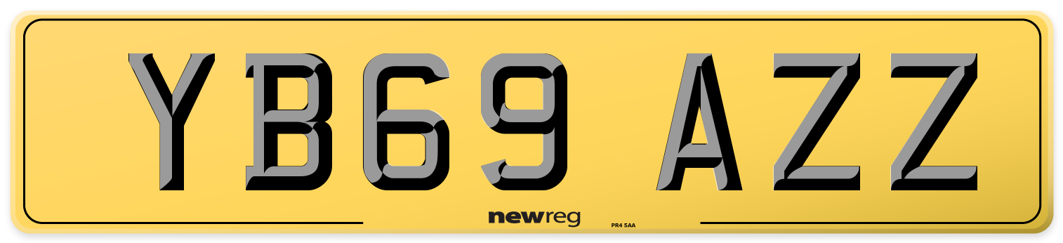YB69 AZZ Rear Number Plate