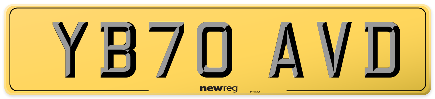 YB70 AVD Rear Number Plate