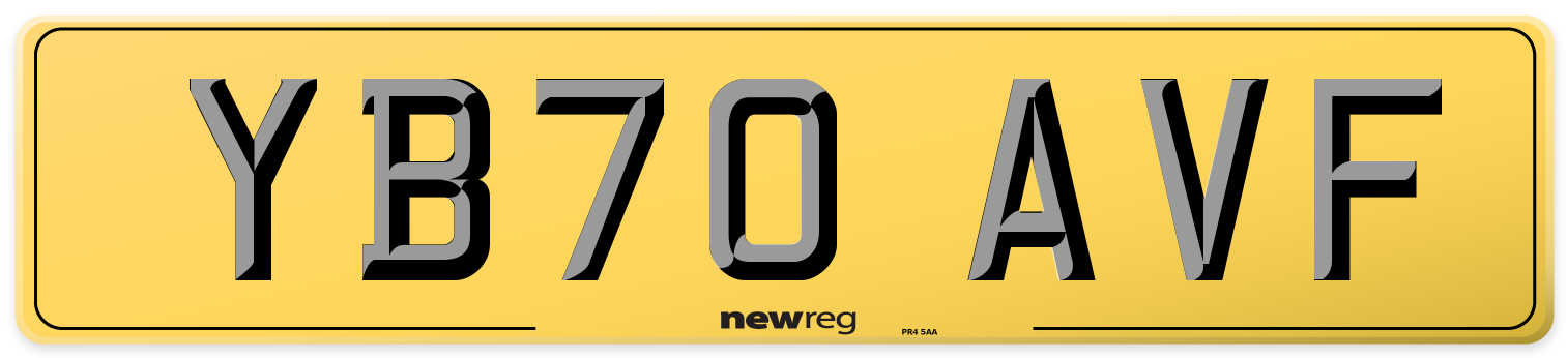 YB70 AVF Rear Number Plate