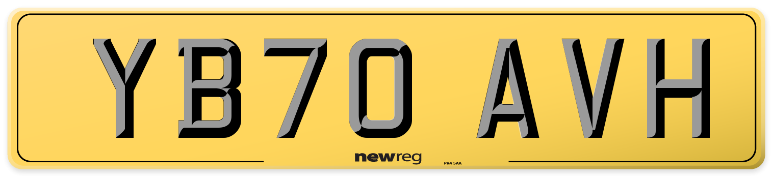 YB70 AVH Rear Number Plate