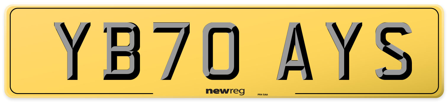 YB70 AYS Rear Number Plate