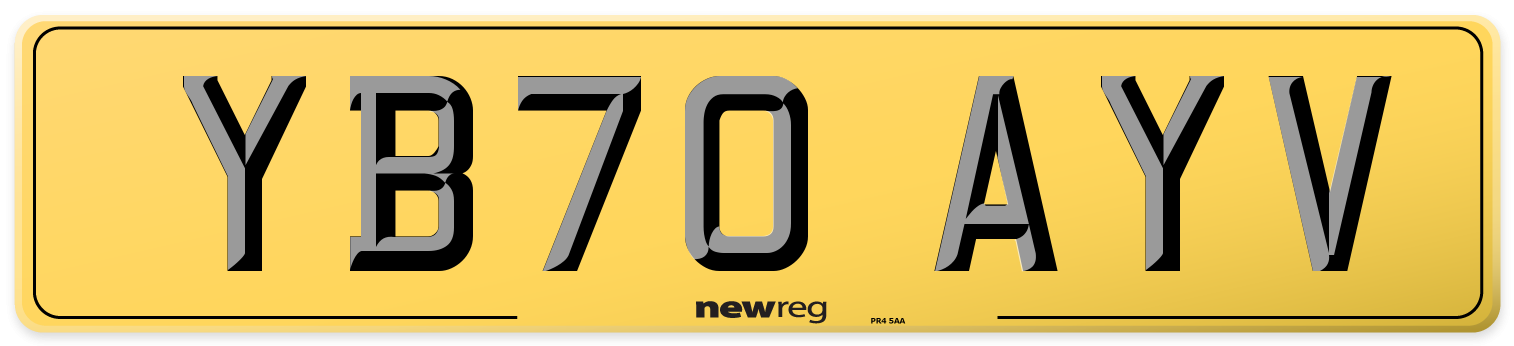 YB70 AYV Rear Number Plate