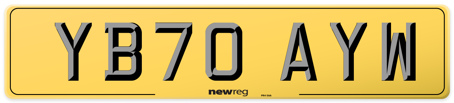 YB70 AYW Rear Number Plate