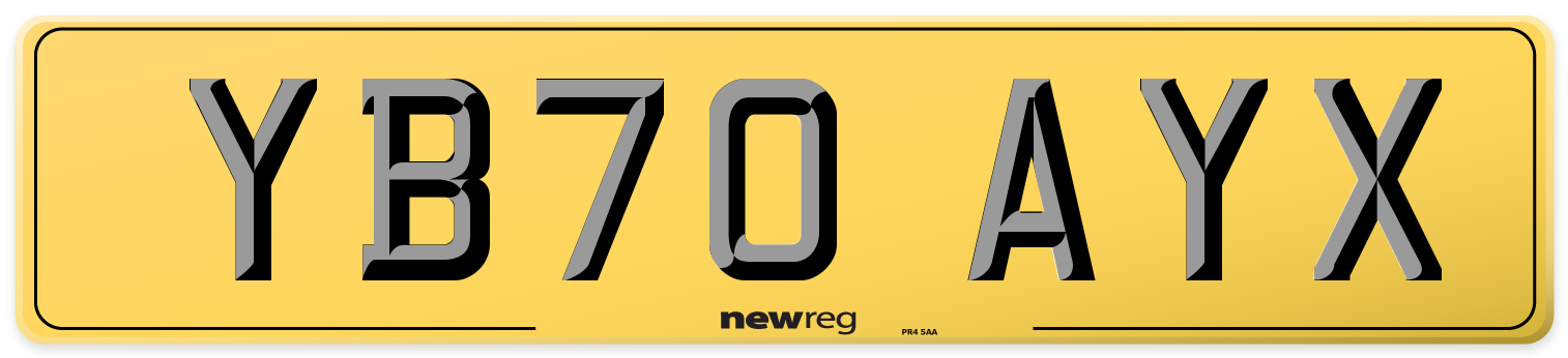 YB70 AYX Rear Number Plate