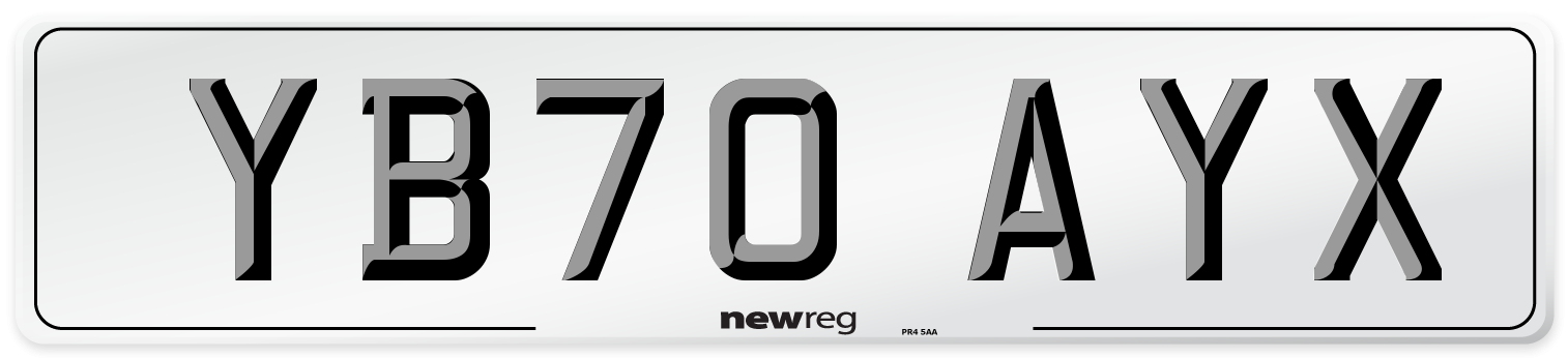 YB70 AYX Front Number Plate