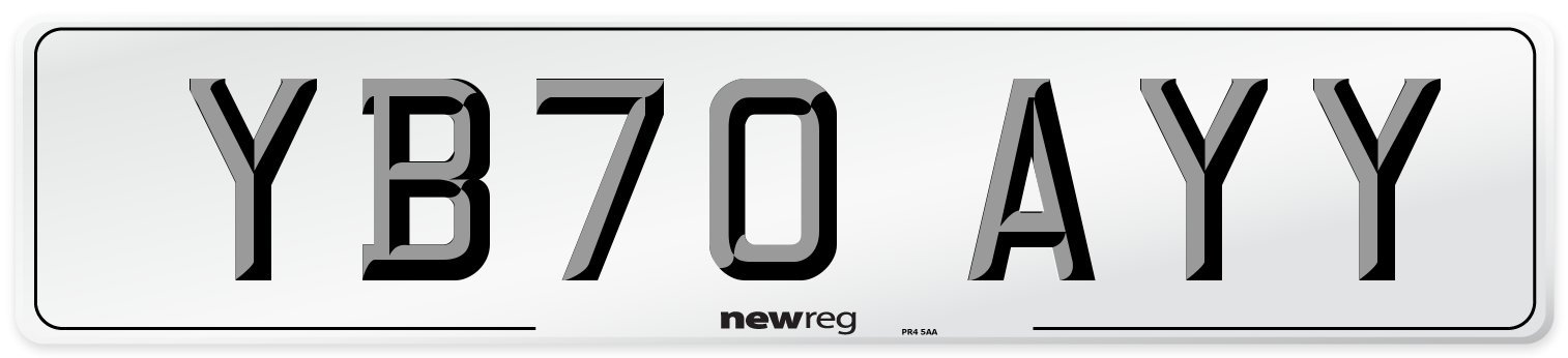 YB70 AYY Front Number Plate