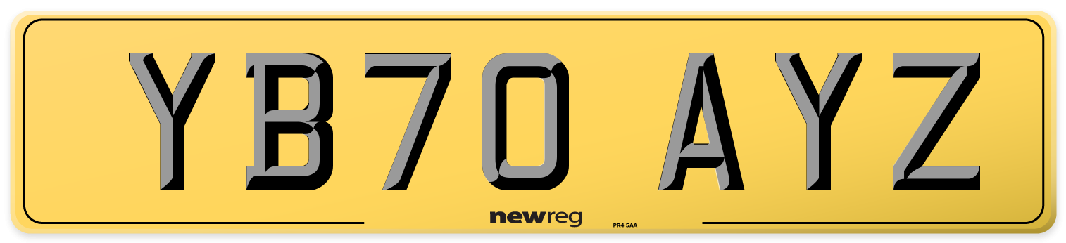 YB70 AYZ Rear Number Plate