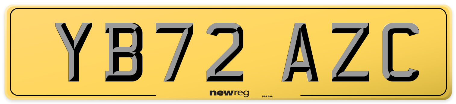 YB72 AZC Rear Number Plate