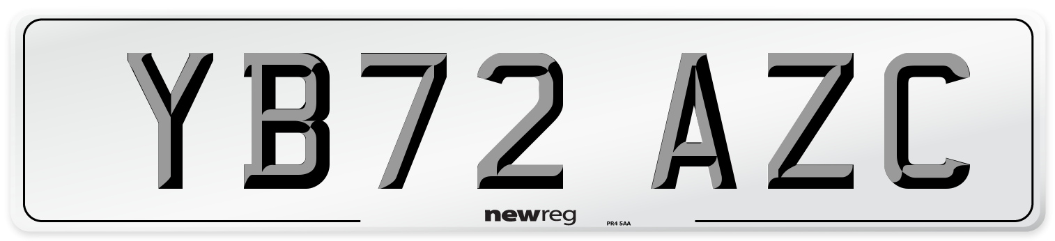 YB72 AZC Front Number Plate
