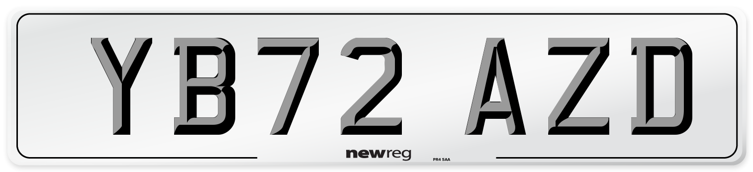 YB72 AZD Front Number Plate