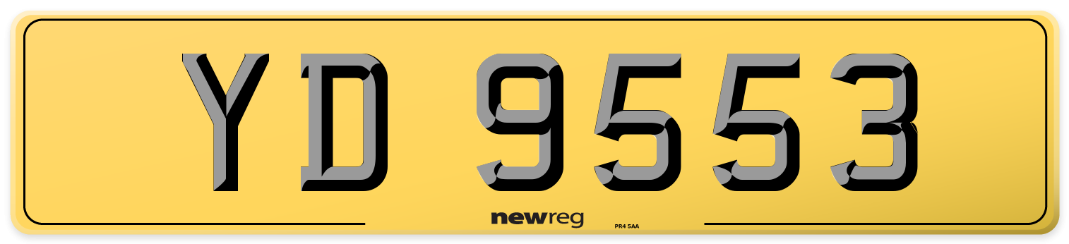 YD 9553 Rear Number Plate