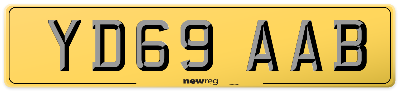 YD69 AAB Rear Number Plate