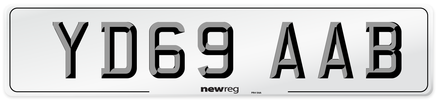 YD69 AAB Front Number Plate
