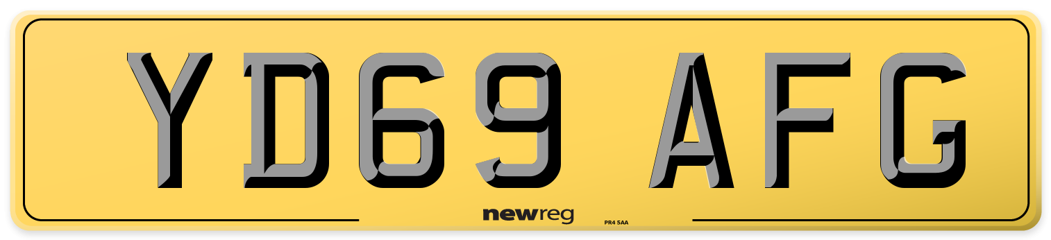YD69 AFG Rear Number Plate