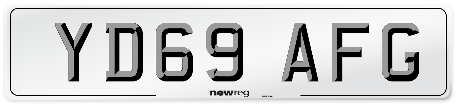 YD69 AFG Front Number Plate