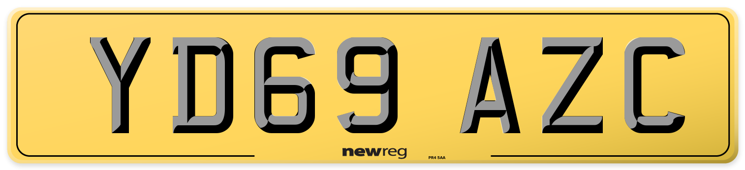 YD69 AZC Rear Number Plate