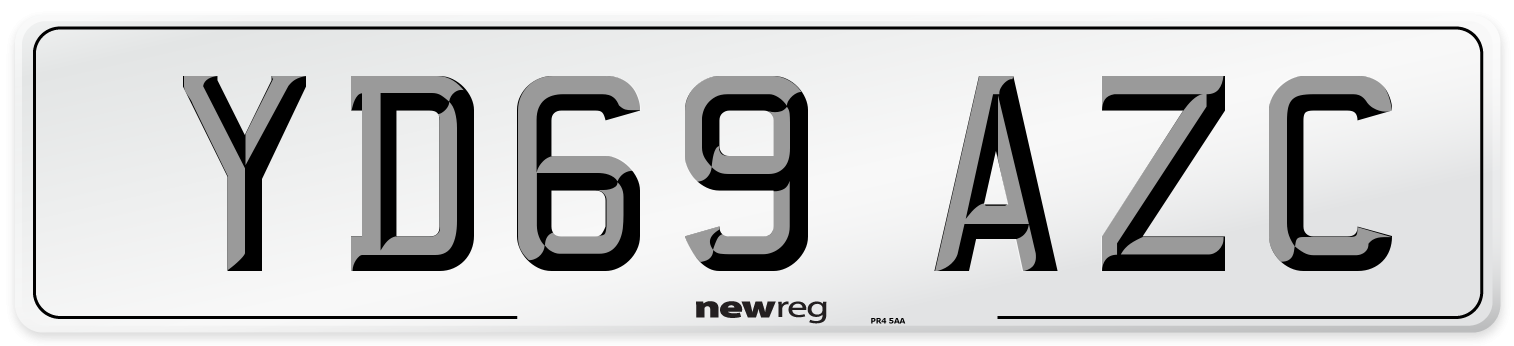 YD69 AZC Front Number Plate