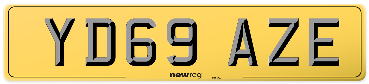YD69 AZE Rear Number Plate
