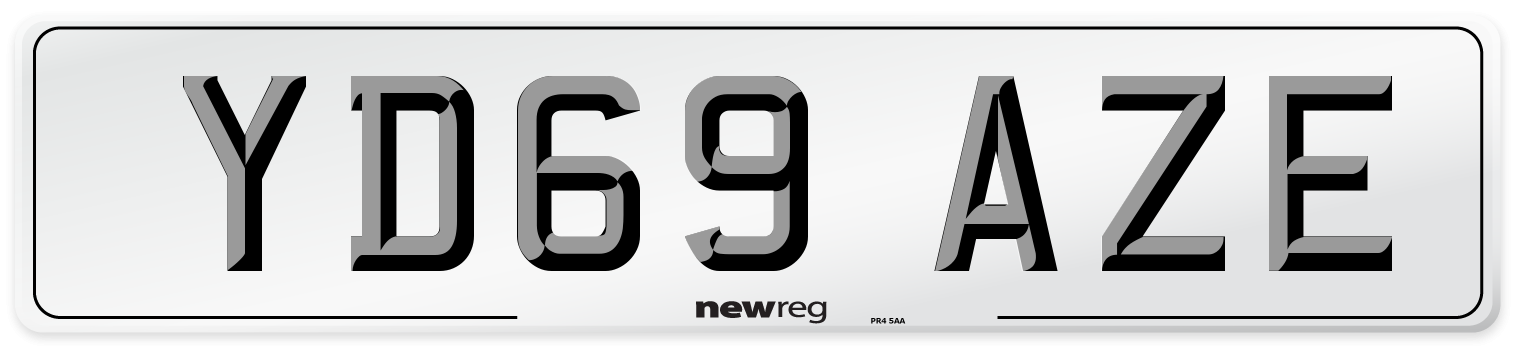 YD69 AZE Front Number Plate