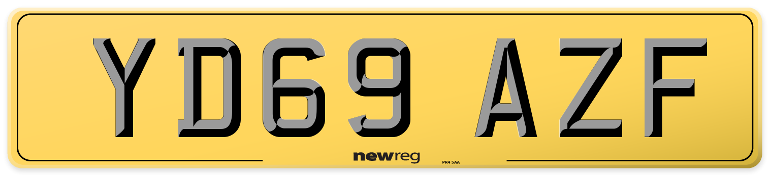 YD69 AZF Rear Number Plate
