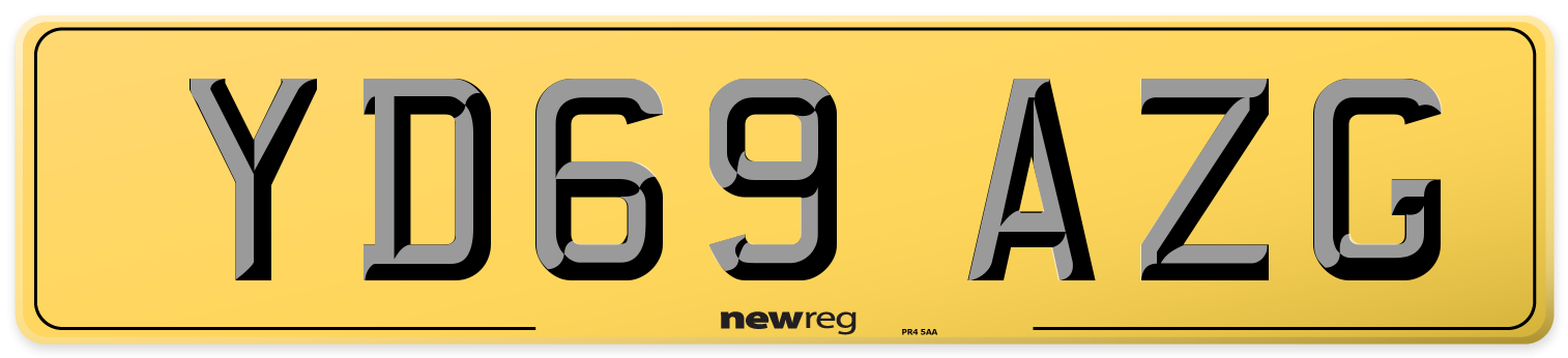 YD69 AZG Rear Number Plate