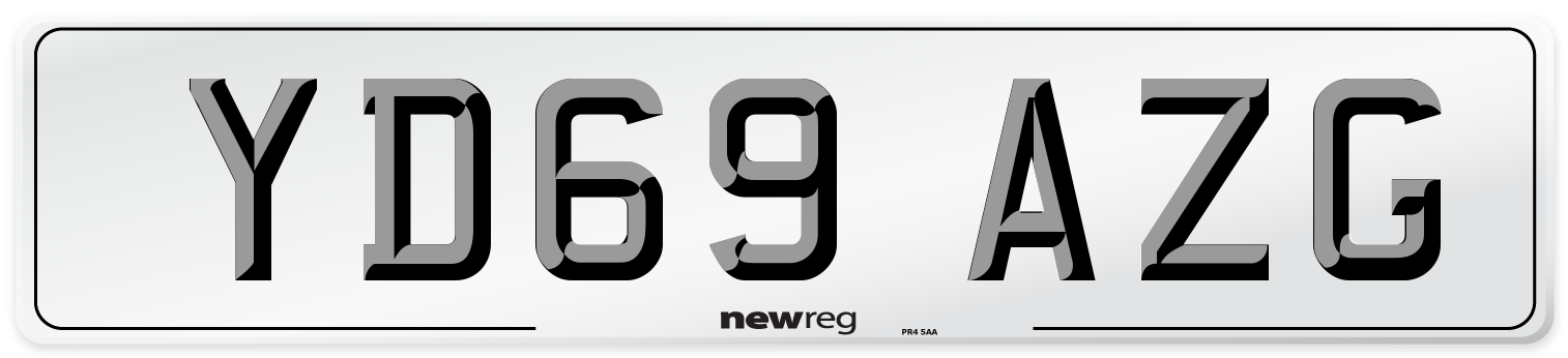 YD69 AZG Front Number Plate