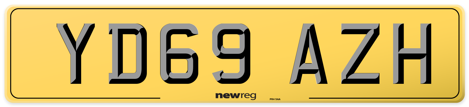 YD69 AZH Rear Number Plate
