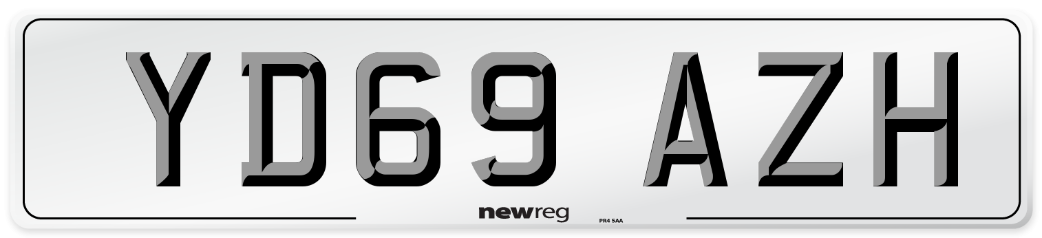YD69 AZH Front Number Plate