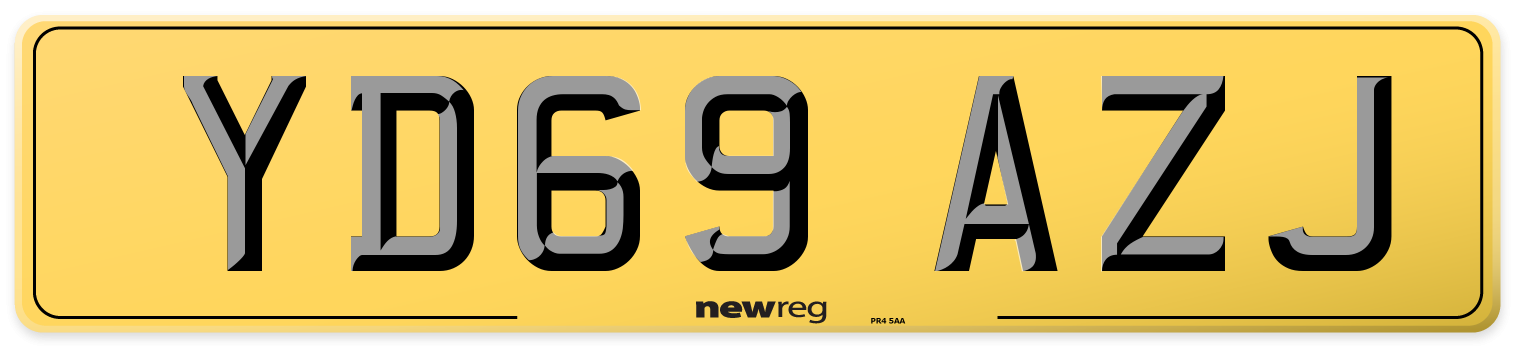 YD69 AZJ Rear Number Plate