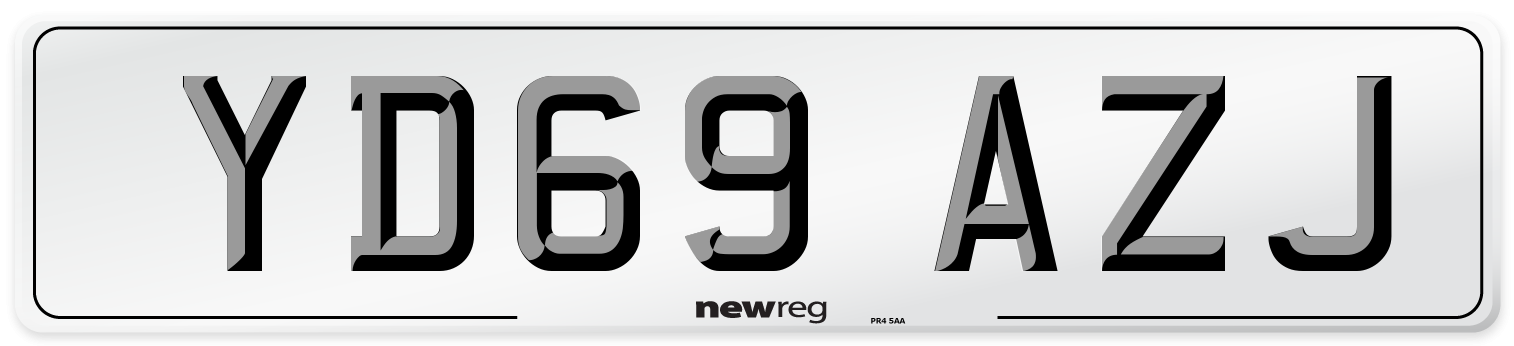 YD69 AZJ Front Number Plate
