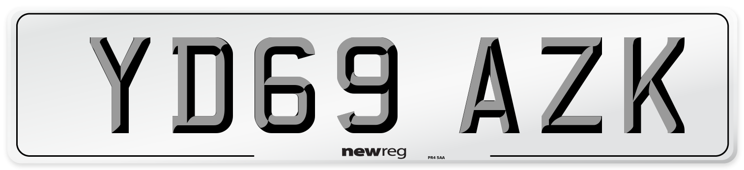 YD69 AZK Front Number Plate