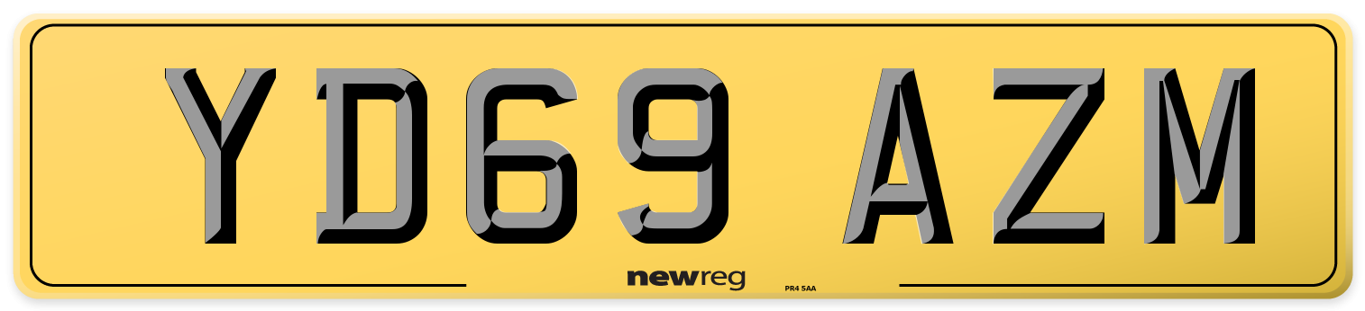 YD69 AZM Rear Number Plate