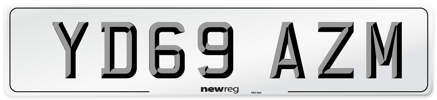 YD69 AZM Front Number Plate