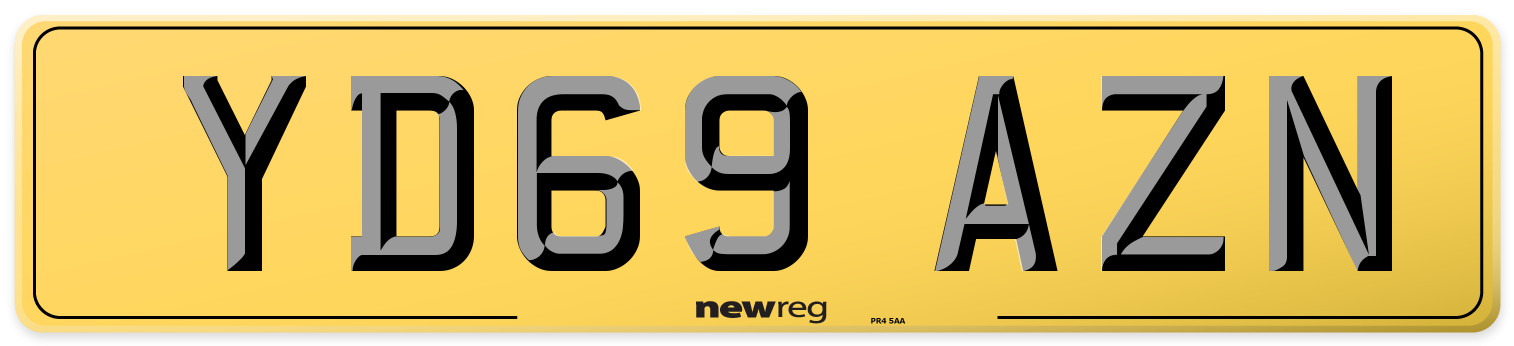 YD69 AZN Rear Number Plate